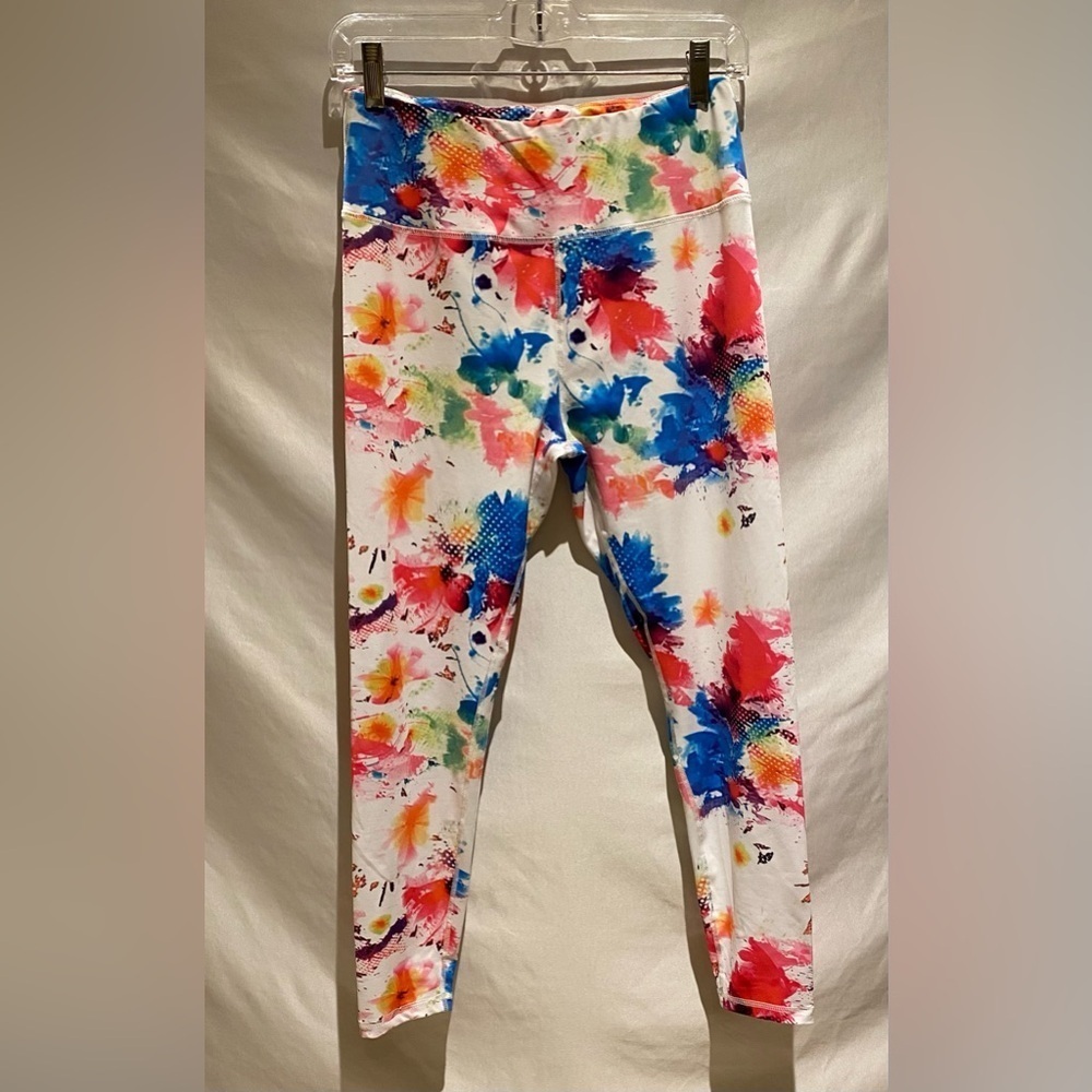 Abstract Paint Splatter 3/4 Length Yoga Pant, size L - Picture 1 of 6